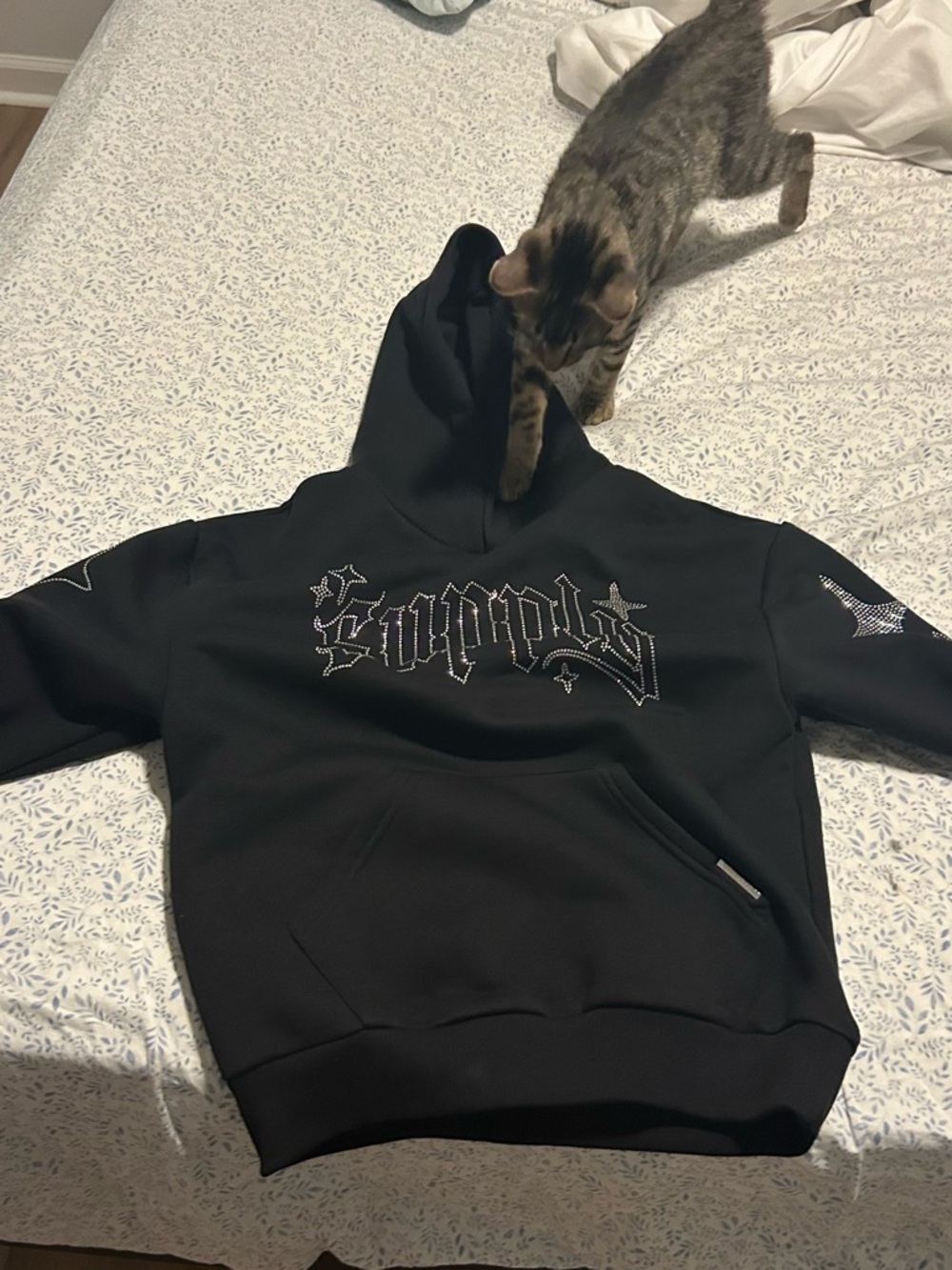 listed twice because i’m selling 2 Kids Black Rhinestone Logo Hoodie Sweatshirt
